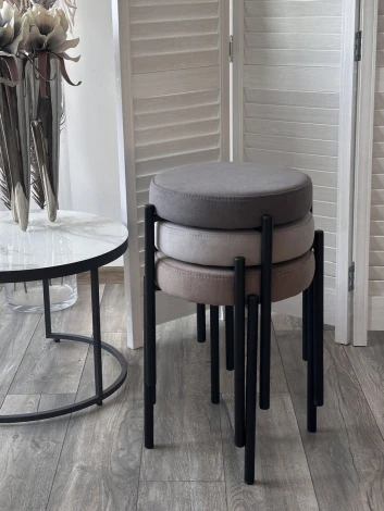 Табурет СТЭК штабилируемый цвет B22 Серый, велюр / черный каркас M-City 64757