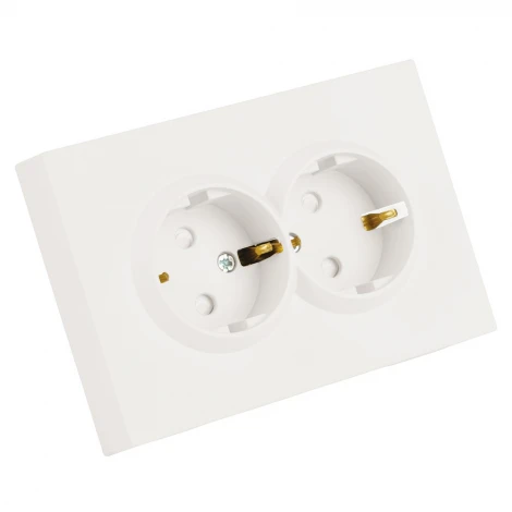 Розетка 2-местная с з/ш, с/з, СЗК 250В 16А RST16-5114-01ZK белый фарфор, soft touch Stekker Эмили 50236
