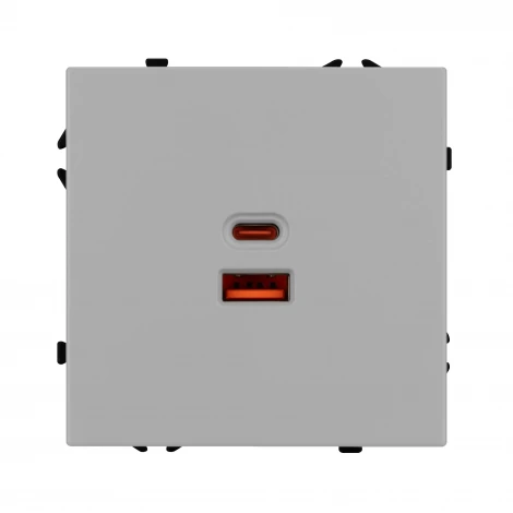 Механизм розетки с быстрой USB зарядкой SCT-NOBE-MUAC-SFPL-FC-IS (65W, QC3) (Arlight, Никель) 059447
