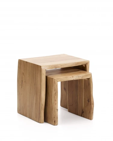 Комплект из 2-х столиков Lomiri из массива акации с выбеленной отделкой 50 x 42 см/34 x 42 La Forma (ex Julia Grup) 419813