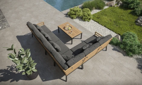 Комплект садовой мебели Patio Calma серая, тик/алюминий Gardenini LPPCLMM.010800.S4