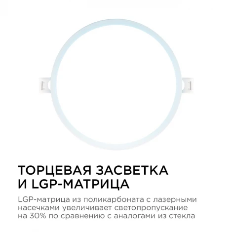 Потолочный светильник светодиодный встраиваемый 220В 15Вт 1200лм изолированный драйвер 6500K Apeyron 06-54