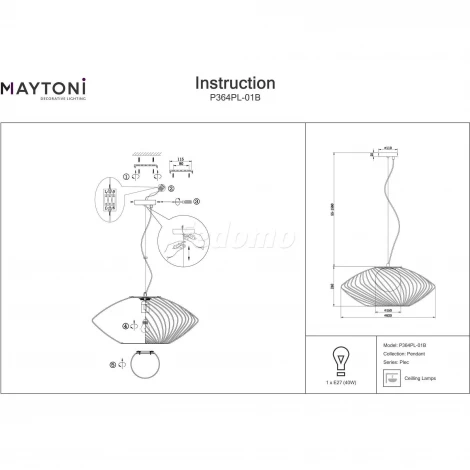 Подвесной светильник Maytoni Plec P364PL-01B
