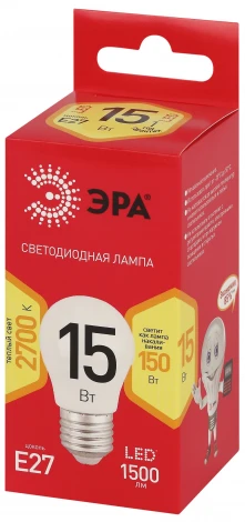 Лампочка светодиодная E27 15Вт ЭРА LED P45-15W-827-E27 R LED P45-15W-827-E27 R