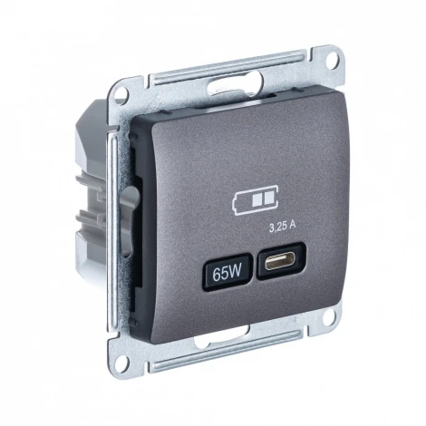 Розетка с быстрой зарядкой USB Type-C 65Вт (графит) Systeme Electric Glossa GSL001327