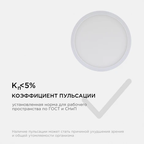 Потолочный светильник светодиодный круглый 220В 10Вт 800лм встроенный изолированный драйвер 2700К Apeyron 06-35