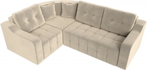 Лига Диванов угловой диван Кембридж левый угол (Микровельвет/Бежевый)