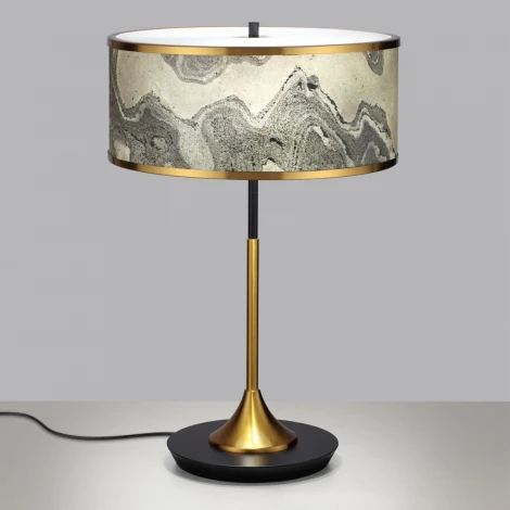 Настольная лампа Odeon Light Bergi 5064/2T античн.бронза/серо-беж./металл/натур.камен."шпон" E27 LED 2*10W (220V, выключатель, круглые)