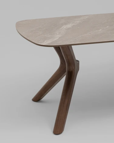 Стол обеденный Weatte 180х100 см керамика мокко мрамор шпон ореха Stool Group УТ000042608