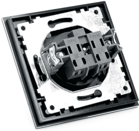 Розетка встраиваемая без заземления со шторками (черный) Stekker Катрин 39512