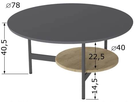 Стол журнальный Калифорния Марио Графит/дуб сонома 9557096401