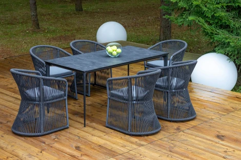 "Романо" обеденная группа на 6 персон, каркас темно-серый, роуп темно-серый 4SIS ROM-CM6T1-7-SET D-gray