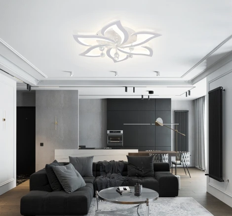 Потолочная светодиодная люстра с пультом и управлением смартфоном 120W Olimp LED LAMPS 81238 Natali Kovaltseva (регулировка яркости, 220V, подвески, цветы)
