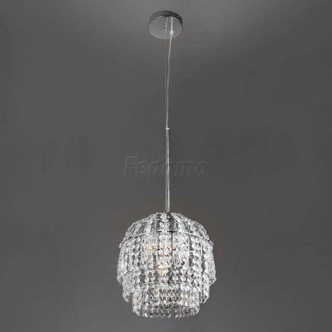 Подвесная люстра Eurosvet Oliver 10091/1 хром/прозрачный хрусталь Strotskis
