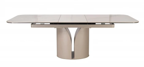 Стол обеденный DikLine CZ401 керамика Calacata Picasso White глянец, опоры металл матовые бежевые (2 уп) 00-00086536