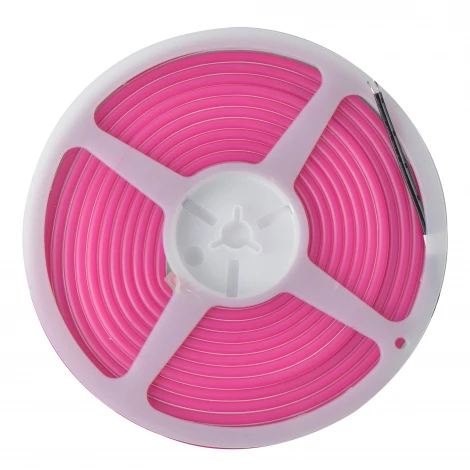Гибкая светодиодная лента катушка 5м, розовый свет Uniel Neon ULS-N01-2835-120LED/m-6mm-IP67-DC12V-9W/m-5M-PINK блистер