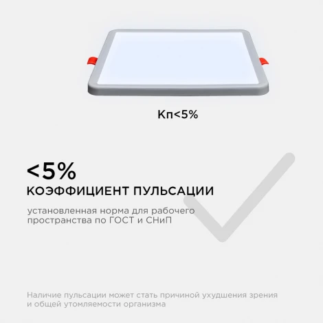 Встраиваемый светильник светодиодный с регулировкой под посадочное отверстие, 15Вт 1200лм 6500К квадратная, драйвер на корпусе OGM LP-21