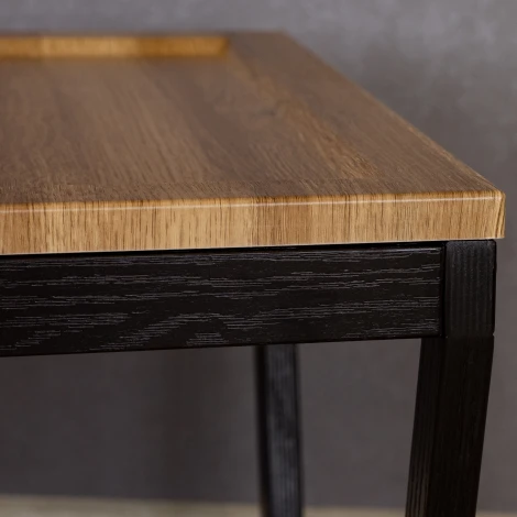 Стол журнальный BeautyStyle 33 дуб вотан/черный/стекло черное Mebelik 009856