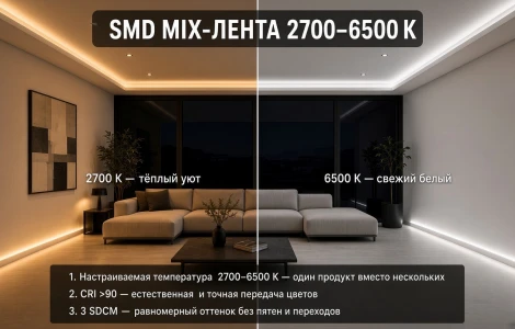 Светодиодная лента SMD Crystal Lux Line CLT 1.002 10W 24V SMD 2700-6500K IP20