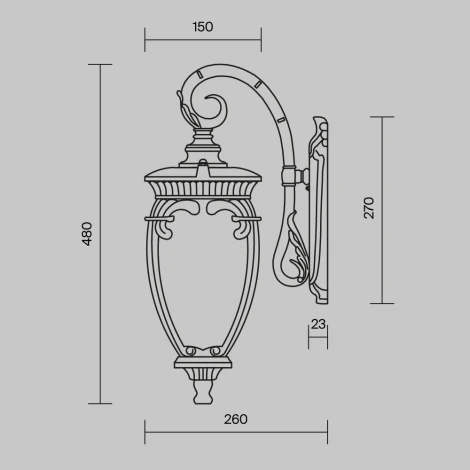 Настенный фонарь уличный Maytoni Fleur O414WL-01BZ (220V, IP44)