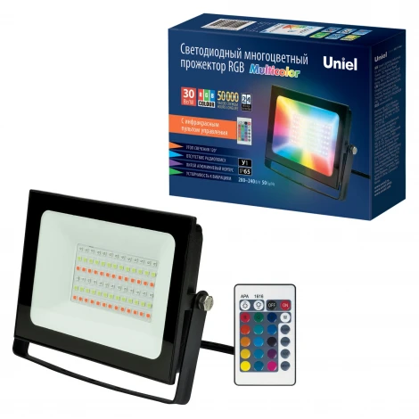 Прожектор уличный Uniel ULF-F60-30W/RGB IP65 200-240В BLACK (LED, 220V)