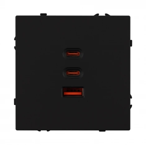 Розетка тип А+С+С софт-тач черный оникс ARL NOBE USB SCT-MUACC-SFPL-FC-BK (65W, QC3) (Arlight,) 061834(1)