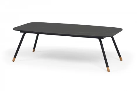 "Верона" журнальный стол из HPL 120х65, H40, каркас черный муар, цвет столешницы "черный мрамор" 4SIS J689-5-120-65-Al-VER-(9005MUA)-4sis