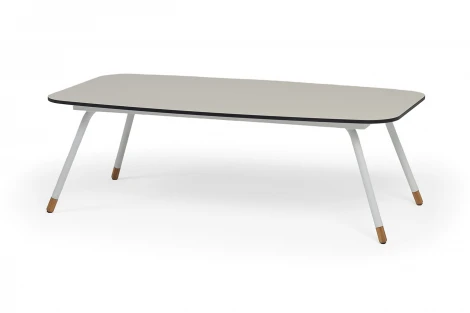 "Верона" журнальный стол из HPL 120х65, H40, каркас белый муар, цвет столешницы "крем" 4SIS CREАM-120-65-Al-VER-(9016MUA)-4sis