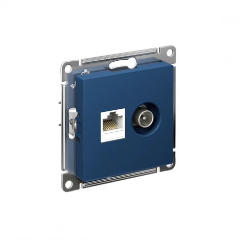Розетка двойная TV+Ethernet RJ-45 (аквамарин) Systeme Electric AtlasDesign ATN001189
