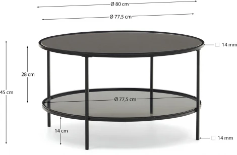 Журнальный стол La Forma (ex Julia Grup) Gilda (Черный/ Сталь,Стекло)