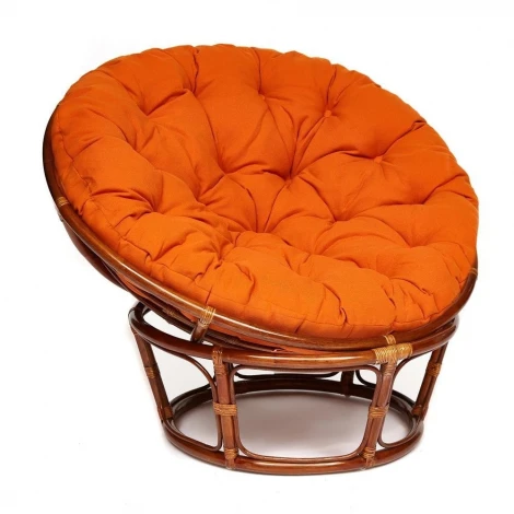 Кресло PAPASAN/ПАПАСАН 23/01 W /с подушкой/ диаметр подушки 122см, 115х101х104см, пекан орех, ткань оранжевый, с 23 Tetchair 13737