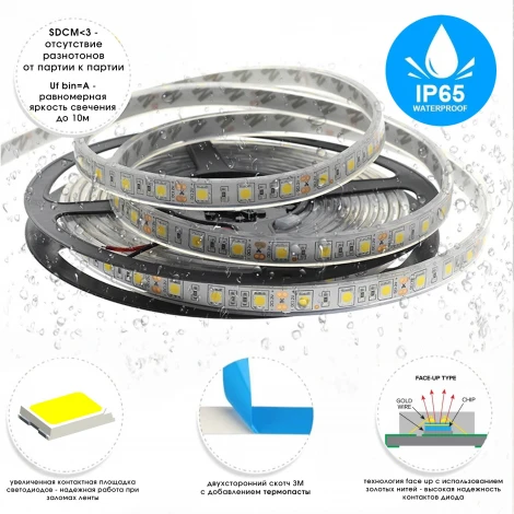 Светодиодная лента 2835 9,6Вт/м 4000К 4850Lm IP65 24В (5 метров) ST Luce ST5001.410.65