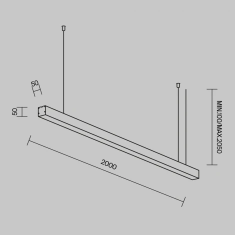 Подвесной светильник линейный светодиодный Maytoni Technical LL312029 3000K 50x50 черный 1,5 м
