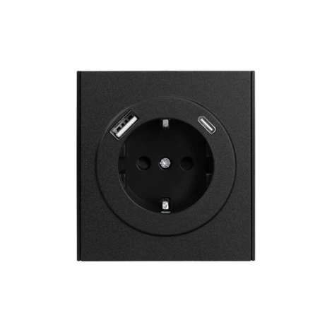 Розетка 1-ая с/з с/у з/ш 16А с USB A+C быстрой зарядки 5В/3А антрацит Kranz Strong KR-78-0704-5