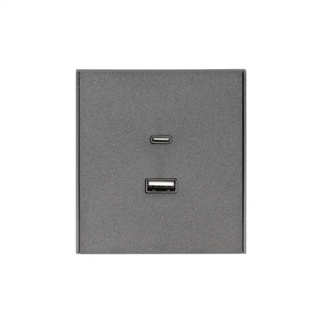 Розетка USB-A+Type-C 3А с функцией быстрой зарядки графит Kranz Strong KR-78-0734-6