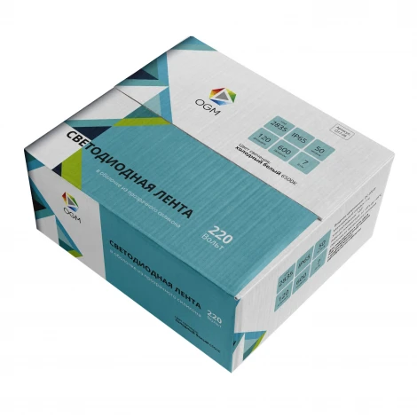 Светодиодная лента 220В 7Вт/м SMD2835 120д/м IP65 600лм/м 50м 6500К OGM O17-09