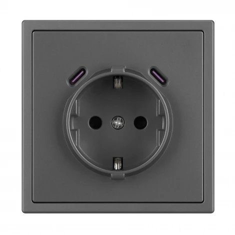 Розетка ARL NOBE зк со шторками с USB тип C+С софт-тач серый базальт SCT-MUCC-SFPL-GR (250V, 16A) (Arlight,) 061816(1)