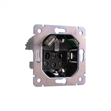 Розетка 1-ая с/з с/у з/ш 16А с USB A+C быстрой зарядки 5В/3А перламутр Kranz Round KR-78-0704-1