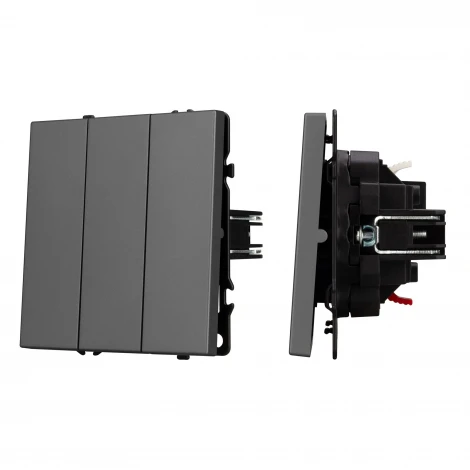Механизм выключателя трехклавишный непроходной SWT-NOBE-MK03-SFPL-GR (230V, 10A) (Arlight, Серый базальт) 061799
