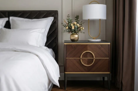 151SV-10001 Тумба прикроватная шпон 2 ящика 60*60*40см Garda Decor