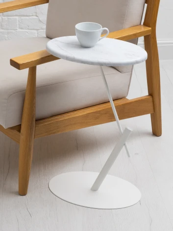 Стол приставной овальный МеталлАрт М015 белый мрамор/белый Mebelik 009512