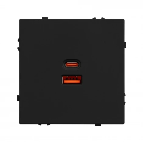 Розетка тип A+C софт-тач черный оникс ARL NOBE USB SCT-MUAC-SFPL-FC-BK (65W, QC3) (Arlight,) 054317(1)