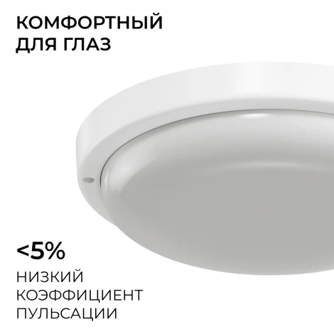 Настенно-потолочный светильник светодиодный герметичный 18Вт 1350лм 6500К IP65 круг, белый OGM О28-10