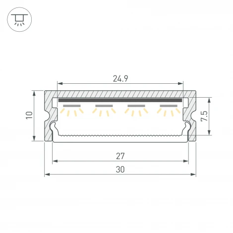Профиль LINE-3010-2000 ANOD (Arlight, Алюминий) 061543