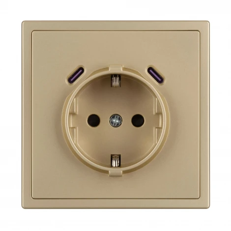Розетка ARL NOBE зк со шторками с USB тип C+С софт-тач золотой песок SCT-MUCC-SFPL-GD (250V, 16A) (Arlight,) 061815(1)