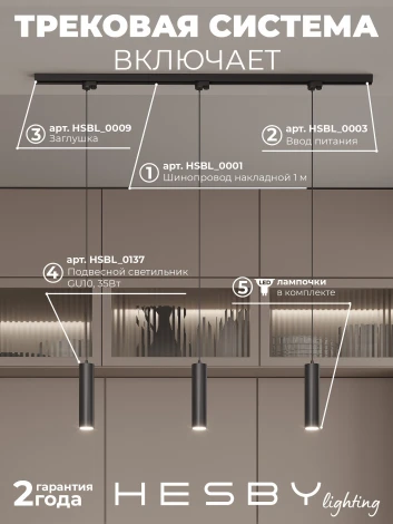 Трековая система в сборе однофазная накладная 220V 30W Hesby Lighting Skylite №12 HSBL_kompl_S012_NI1B4K
