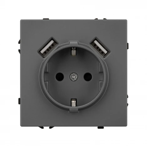 Розетка ARL NOBE зк со шторками с USB тип А+А софт-тач серый базальт SCT-MUAA-SFPL-GR (250V, 16A) (Arlight,) 054291(1)