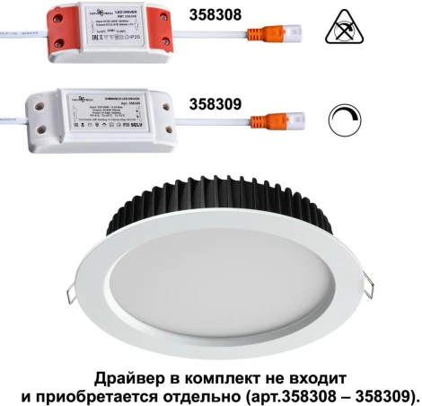 Встраиваемый точечный светильник Novotech Drum 358304 (LED, 220V, IP44)