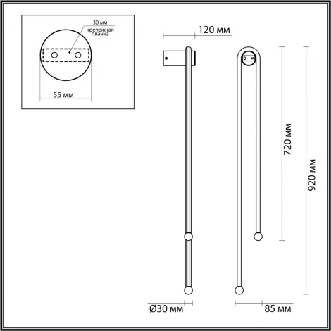 Настенный светильник Odeon Light Memfi 6633/18WL металл/черный/акрил IP20 LED 18W 3000K 220V