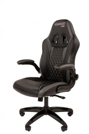 Кресло Chairman game 15 Россия экокожа черный/серый 7213477